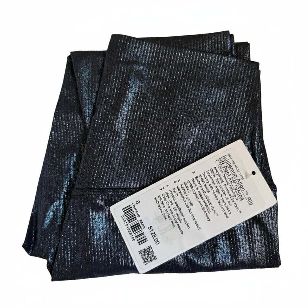 Lululemon Align High-Rise Ribbed Pant 25" *Shine Radiate Foil Print Black Night